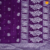 Grape Buttas Motifs Silver Zari Rich Pallu with Floral Border Georgette Saree - Thenianantham