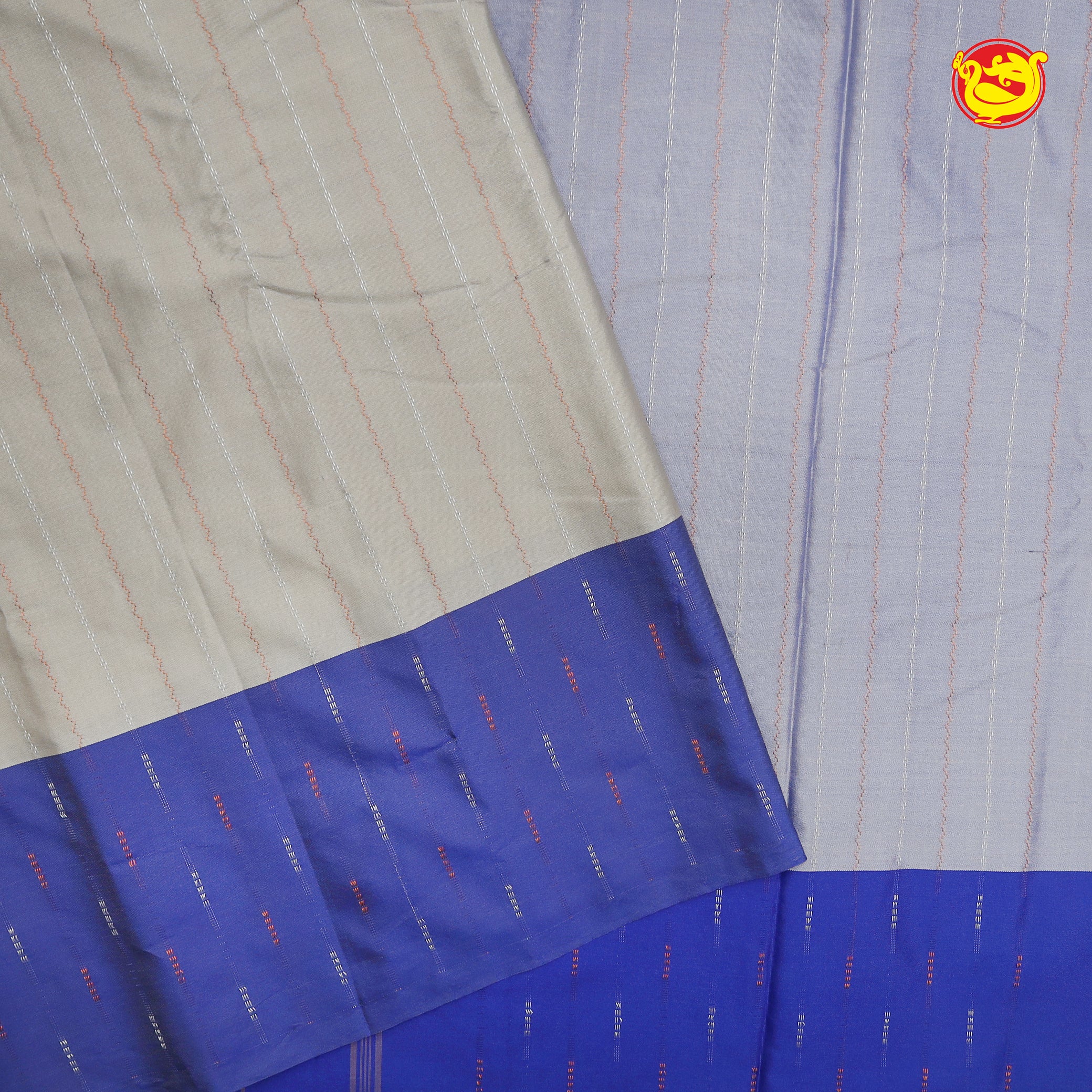 Light Gray with Royal Blue Arani Fancy Silk Saree