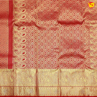 Tomato Red with Golden Stone Work Gold Zari Border Wedding Silk Saree
