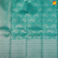 Light Orange with Green Buttas Motifs Kubera Pattu Saree - Thenianantham