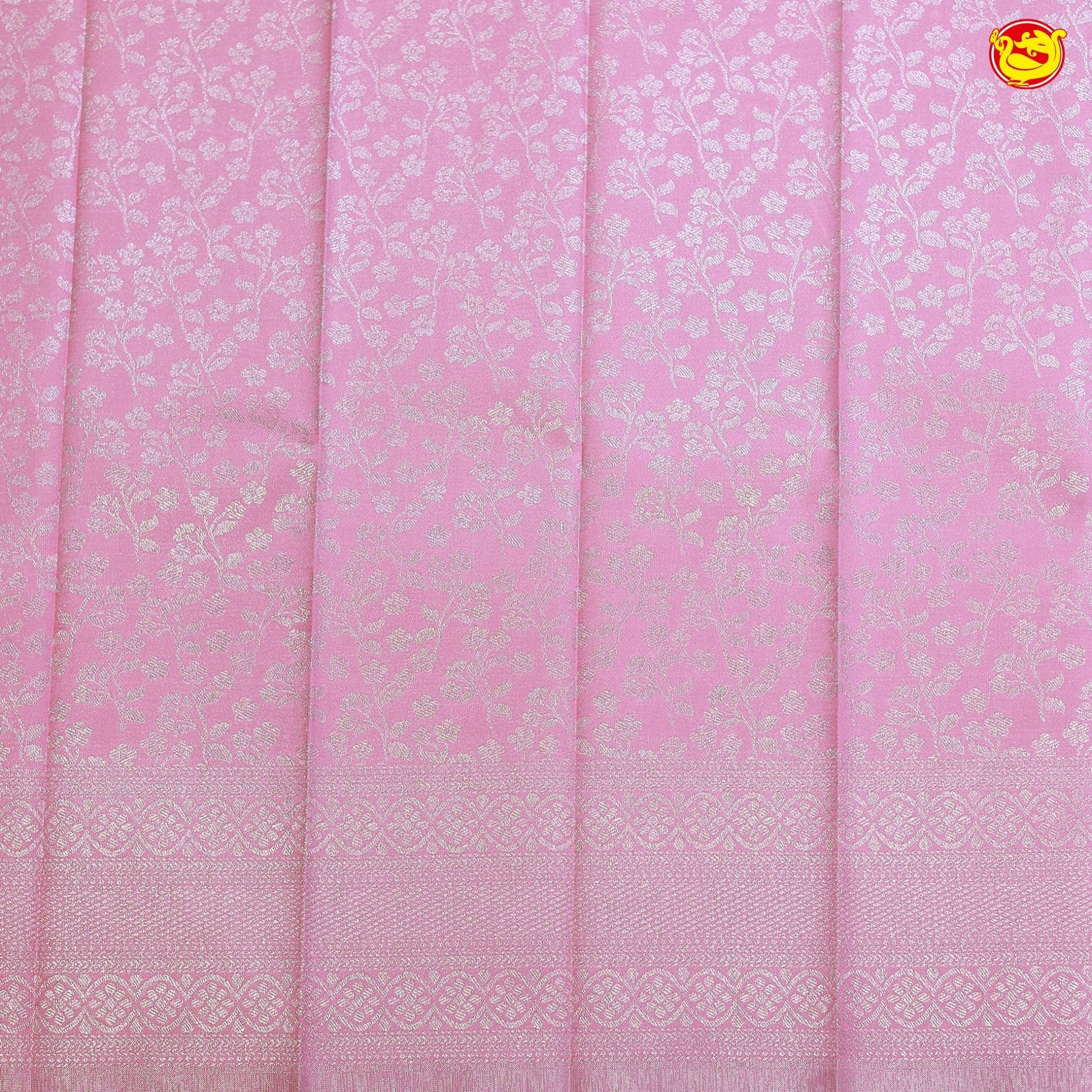 Pink Floral Motifs Kubera Pattu Saree