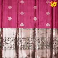 Lavender with Bottle Green Diamond Needlework Long Border Pure Soft Silk Saree - Thenianantham