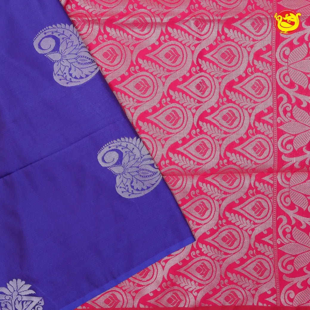 Dark Blue with Pink Soft Silk Saree