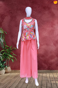 Peach Peplum Tops with Palazzo Set