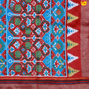 English Grey Buttas Motifs Zig Zag Ikat Print Woven Copper Zari Patola Silk Saree - Thenianantham