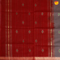 Kungumam Red with Dark Grey Traditional Buttas Venkatagiri Pure Cotton Saree without Blouse