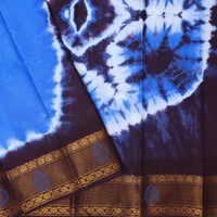 Sky Blue With Navy Blue Sungudi Cotton Saree   without Blouse