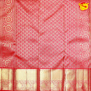 Pinkies Red Circle Floral Motifs Gold Zari Long Border Pure Kanjivaram Subhalaya Wedding Silk Saree - Thenianantham