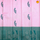 Baby Pink with Green Floral Motifs Kubera Pattu Saree - Thenianantham