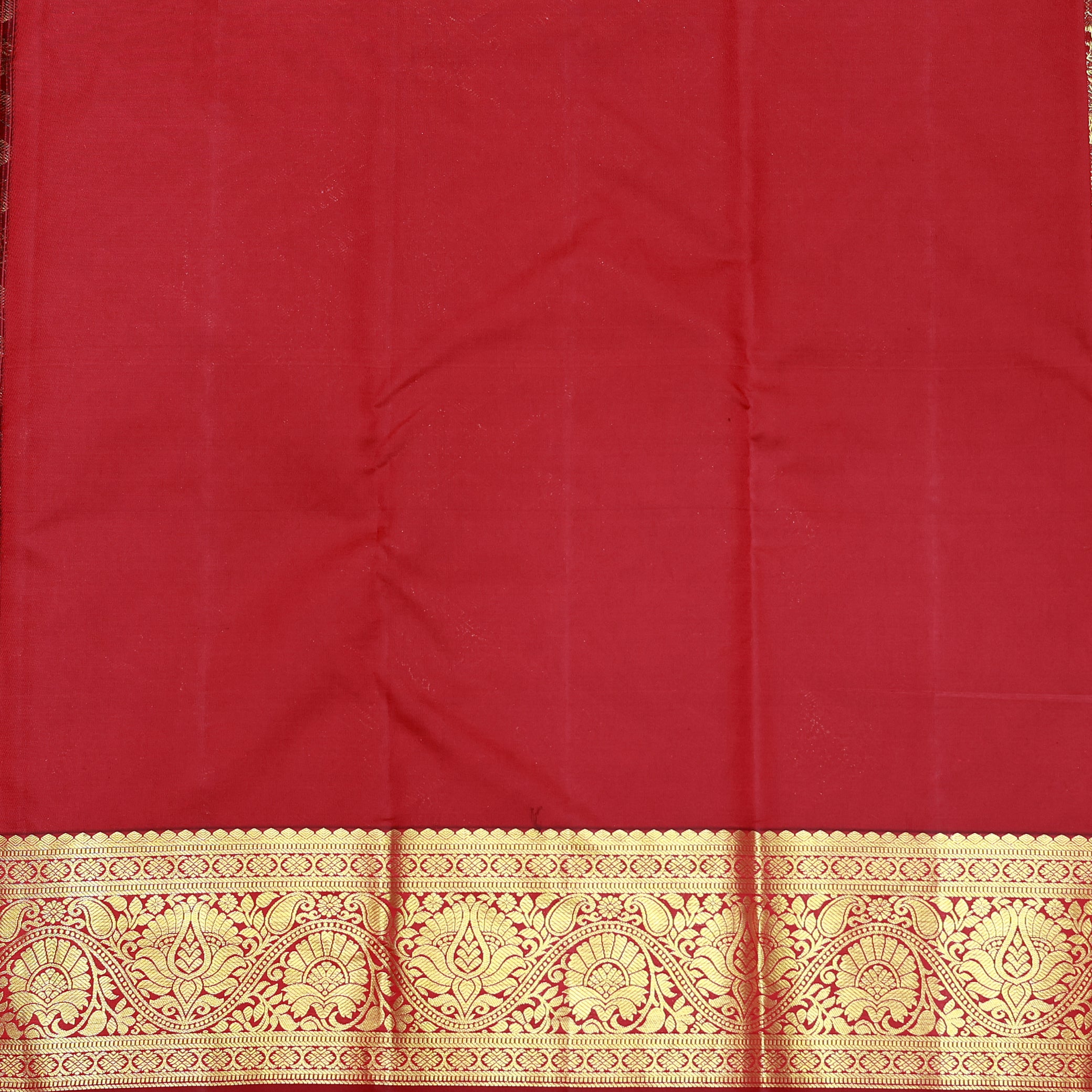 Dark Red with Gold Zari Border Wedding Silk Saree