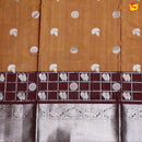 Dark Mustard with Dark Brown Traditional Buttas Venkatagiri Silk Saree - Thenianantham