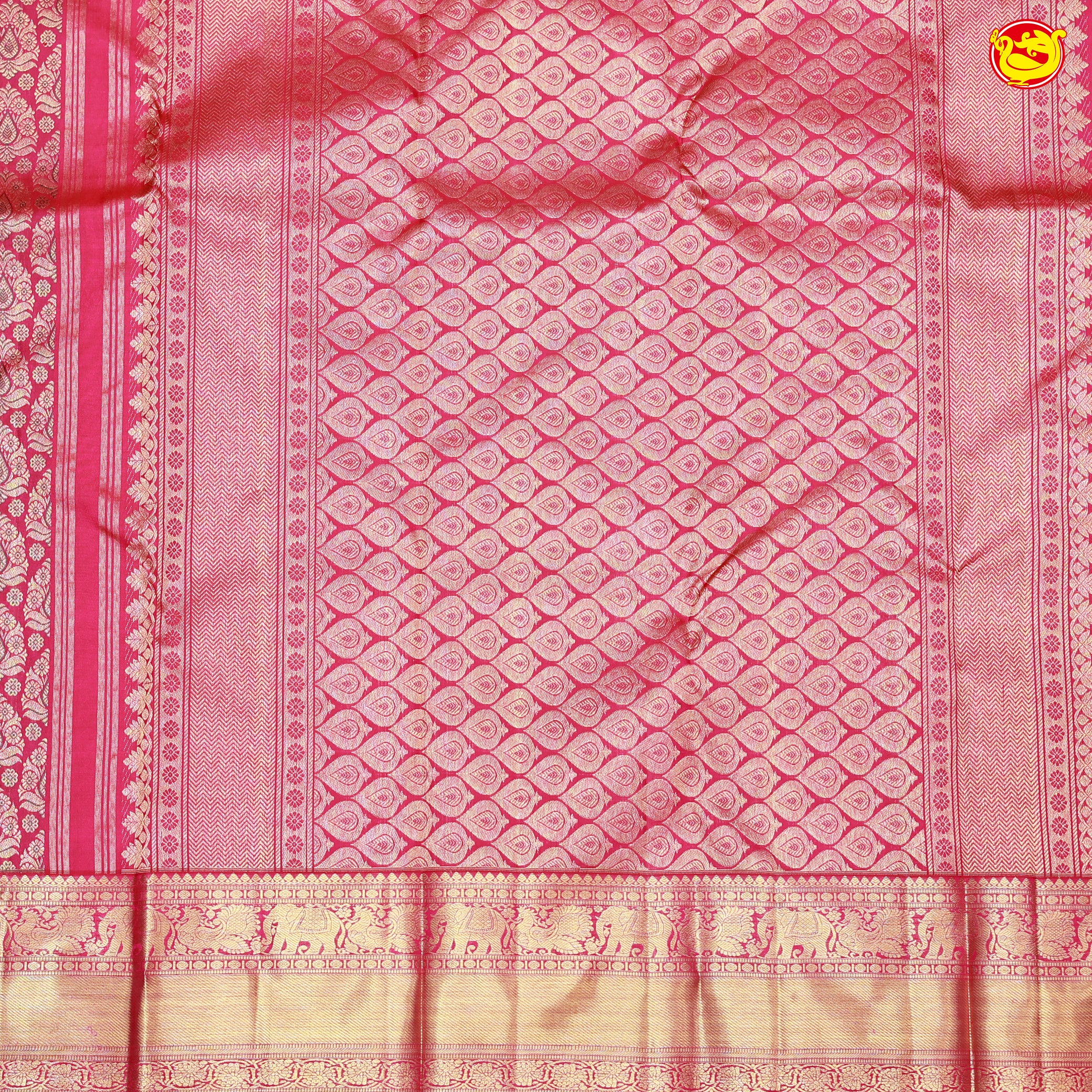 Red Rose with Gold Zari Border Wedding Silk Saree
