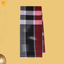 Men’s  Red with Block Checked Cotton Stitched Lungi