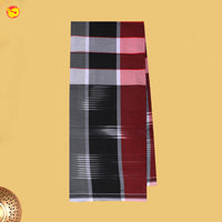 Men’s  Red with Block Checked Cotton Stitched Lungi