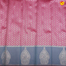 Pink with Grey Zig Zag Motifs Kubera Pattu Saree - Thenianantham