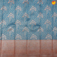 Grey with Light Orange Floral Kubera Pattu - Thenianantham