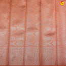 English Grey with Peach Flamingo Motifs Kubera Pattu Saree - Thenianantham