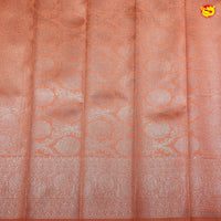 English Grey with Peach Flamingo Motifs Kubera Pattu Saree - Thenianantham