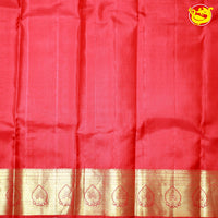 Dark Red Floral Motifs Gold Zari Border Pure Kanjivaram Subhalaya Wedding Silk Saree - Thenianantham