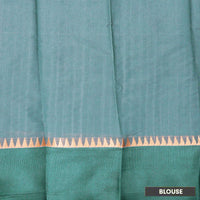 Peach  With Dark Green Silk Cotton Saree