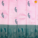 Baby Pink with Green Floral Motifs Kubera Pattu Saree - Thenianantham