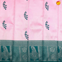 Baby Pink with Green Floral Motifs Kubera Pattu Saree - Thenianantham