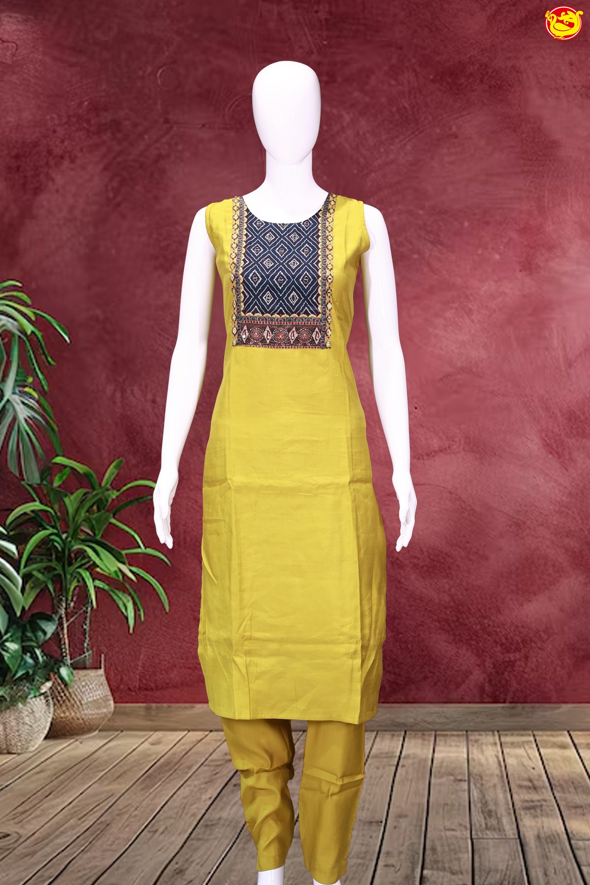 Lemon Yellow Ladies Branded Readymade Chudi Set