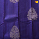 Royal Blue with Sky Blue Floral Motifs Soft Silk Saree - Thenianantham