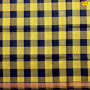 Black with Yellow Checked Gold Zari Border Maroon Floral Pallu Venkatagiri Pure Cotton without Blouse - Thenianantham