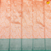 Orange with Green Floral Motifs Kubera Pattu Saree - Thenianantham