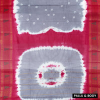 Grey With Light Pink Sungudi Cotton Saree   without Blouse