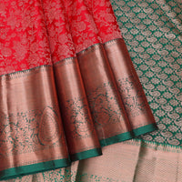 Red with Green Pure Kanchipuram Art Silk Saree