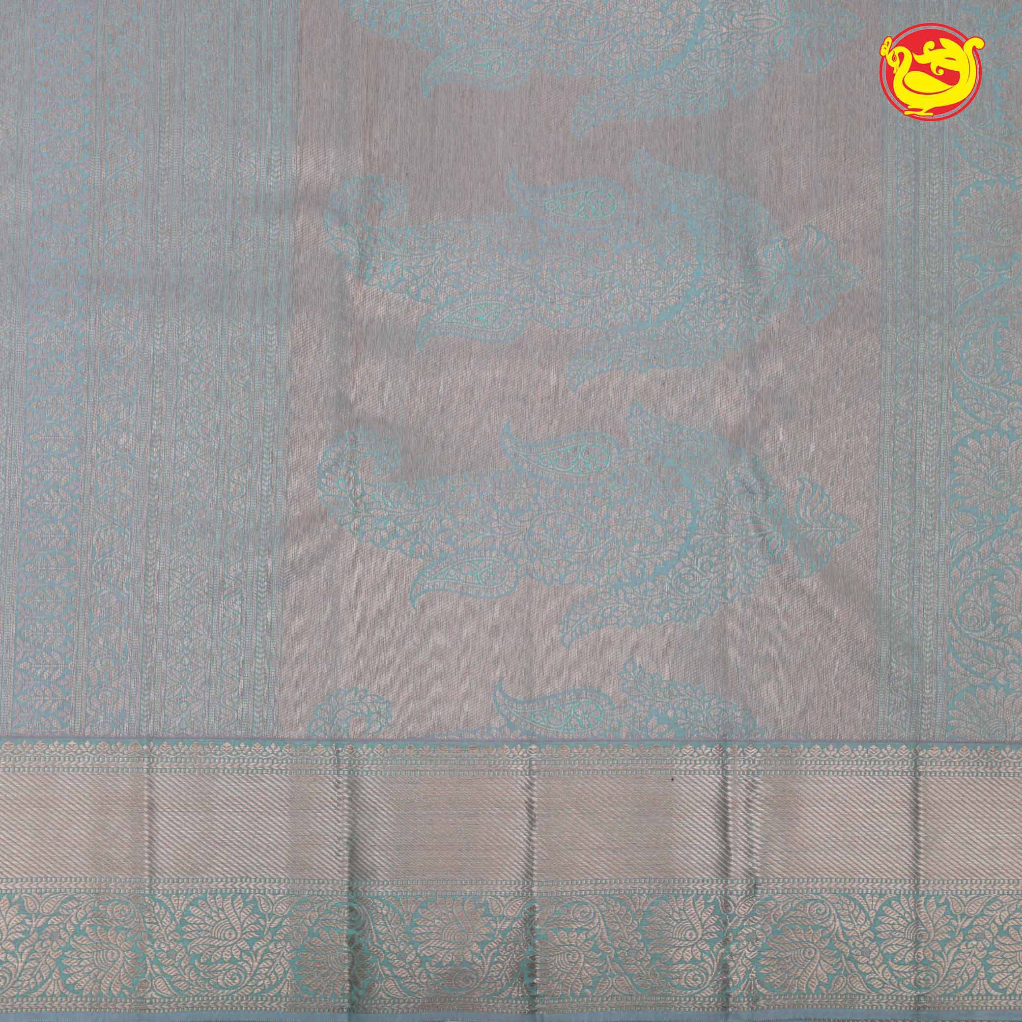 Light blue pure Kanchipuram silk saree - Thenianantham