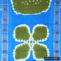 Green With Blue Sungudi Cotton Saree   without Blouse