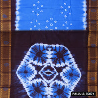 Sky Blue With Navy Blue Sungudi Cotton Saree   without Blouse