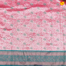 Pink with Teal Green Floral Motifs Soft Tissue Silk Saree