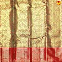 Golden Red Floral Motifs Gold Zari Traditional Floral Border Tissue Wedding Silk Saree - Thenianantham