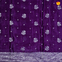 Grape Buttas Motifs Silver Zari Rich Pallu with Floral Border Georgette Saree - Thenianantham