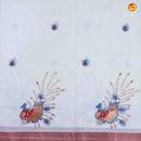 Southloom Exclusive Onam Kasavu Saree with Copper Zari Pecock Motifs High Quality Embroidery Across Body (Matching Plain Blouse Included) - Thenianantham