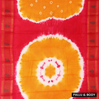 Golden Yellow With Vibrant Red  Sungudi Cotton Saree  without Blouse