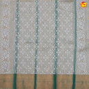 Mustard Yellow with Green Pallu Floral Design in Silver Zari Kotta Tissue Saree