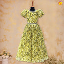 Lemon Yellow with Green Lovely Floral Pattern Girls Branded Readymade Frock - Thenianantham