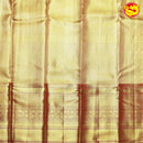 Golden with Silver Jacquard Gold Zari Floral Long Border Kanjivaram Wedding Silk Saree - Thenianantham