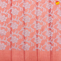 Orange with Green Floral Design Kotta Tissue Saree
