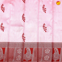 Pink with Maroon Mango Floral Motifs Kubera Pattu Saree - Thenianantham