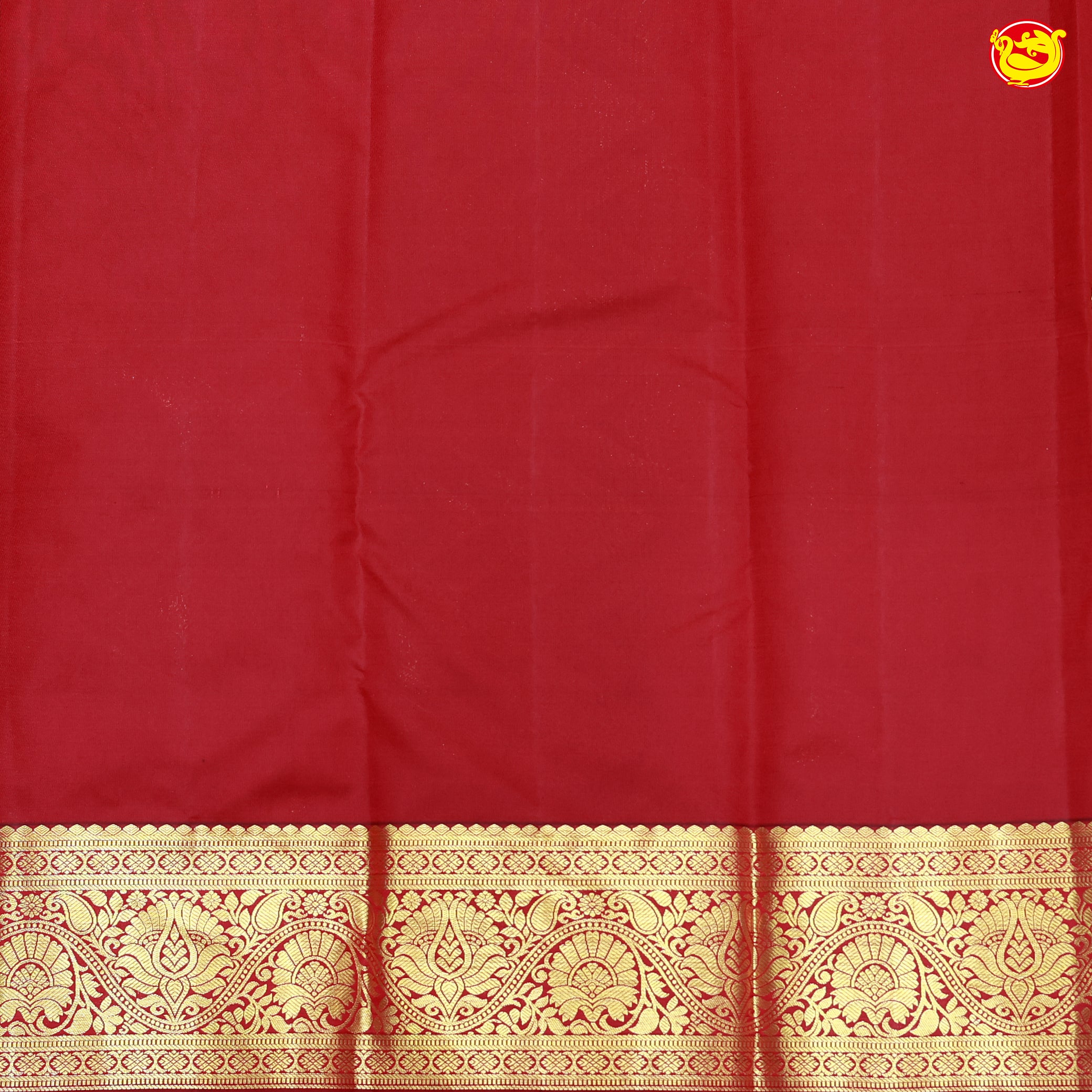 Dark red With Gold Zari Floral Border Wedding Silk Saree