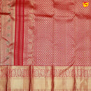Cherry Red with Golden Zari Long Border Wedding Silk Saree