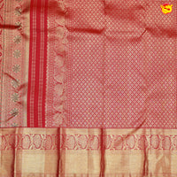 Cherry Red with Golden Zari Long Border Wedding Silk Saree
