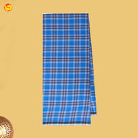 Men’s  Blue  with Brown Checked Cotton Stitched Lungi