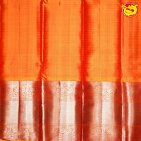 Red and Yellow Checked Traditional Long Border Kanjivaram Pure Soft Silk Saree - Thenianantham